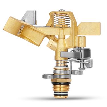 Imagem de Feeloco Cabeça de aspersor de latão de 1/2 polegada, aspersor de água resistente para quintal com irrigação de cobertura de grande área de 360 graus, bocal de cabeça de aspersor de impacto ajustável