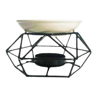 Imagem de IEUDNS Queimador de óleo essencial, decoração de tigela de cerâmica, presente para interiores, porta-velas, aquecedor de aroma para armário de meditação, Preto