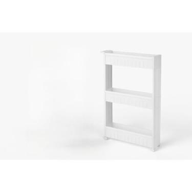 Imagem de Prateleira Armário Multiuso Rodinhas Organizador de Cozinha Banheiro e Lavanderia Varios(Branco-3 Andares)