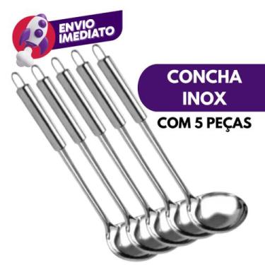 Imagem de Kit Concha Servir Feijão Caldo Sopa Cremes Molho Aço Inox Utensílio Co