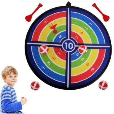 Imagem de brinquedo jogo de dardos tiro ao alvo certo gruda macio infantil sem ponta mais seguro 2 bolas 2 dardos tabuleiro jogo QUALIDADE PREMIUM 36 cm (PRETO)