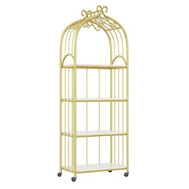 Imagem de TsoLay Estante de livros com pés de polia móveis, suporte de exibição de várias camadas para sala de estar e quarto