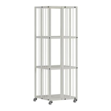 Imagem de Prateleira de canto de ferro giratória de 360° com rodas estante giratória de 4/5 camadas para escritório e casa