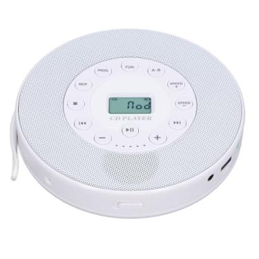 Imagem de aqxreight Portátil CD Player Homeless Player Home Music with 2000mAh Battery Anti Skip Função Incorporada No Alto -falante AUX USB CD CD - RW MP3 para (Branco)