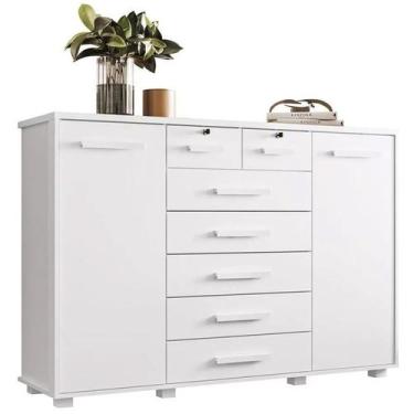 Imagem de Cômoda  Fontana com 7 Gavetas e 2 Portas e Pés - Albatroz Móveis, Bran