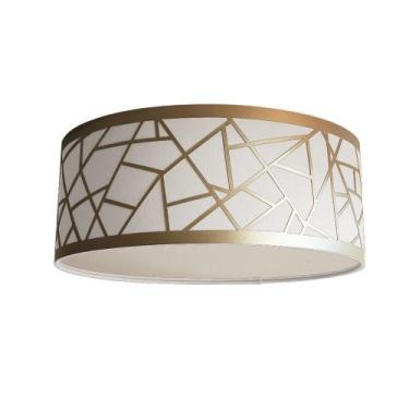 Imagem de Luminária Plafon Recorte Bronze Cúpula Tecido 30X15 - Tom Luz, Branco6