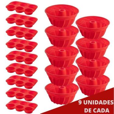 Imagem de 9 Jogo Formas Silicone Espiral 23,5cm e 6 Cupcake Sortida - QUALITY HO