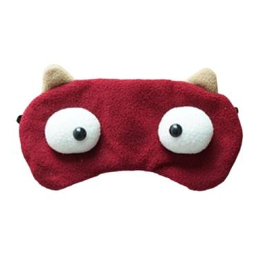 Imagem de harayaa Máscara de dormir engraçada com tapa-olho, máscara de dormir fofa para meninos e meninas, viagem, Vermelho