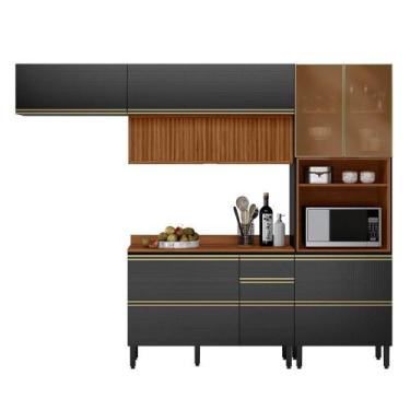 Imagem de Cozinha Modulada Proença 4 Peças com Aéreo 120cm Ripado - Demartêz, No