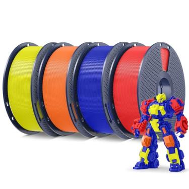 Imagem de SUNLU 4KG PLA Plus 3D Filamento 1,75mm, Filamento PLA+ Compatível com a Maioria das Impressoras FDM, Carretel de 1kg, Vermelho+ Azul Klein+ Laranja Brillhante+Amarelo