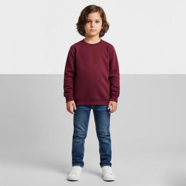 Imagem de Blusa de Frio Moletom Infantil Bordo Flanelado lisa Menina e Menino 4 