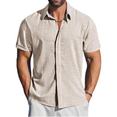 Imagem de Camisa casual LETSEE Beach de manga curta com botões para homens