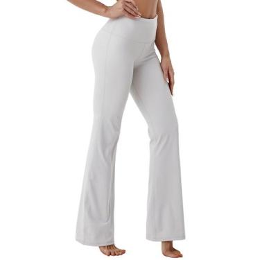 Imagem de Calças de ioga BUBBLELIME, cintura alta, bota, nylon, cinza claro