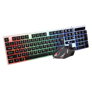 Imagem de T350 Rainbow Backlight Usb Ergonômico Gaming Teclado E Mouse Set Para 