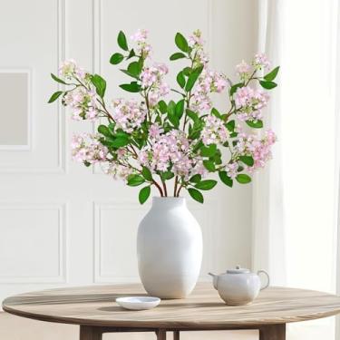 Imagem de Dremisland 4 Peças, 76 cm, Ramos Falsos Verdes com Flores Brancas, Flores Artificiais, Hastes Longas, Ramos Artificiais, Vasos Arranjos para Decoração de Casa de Festa