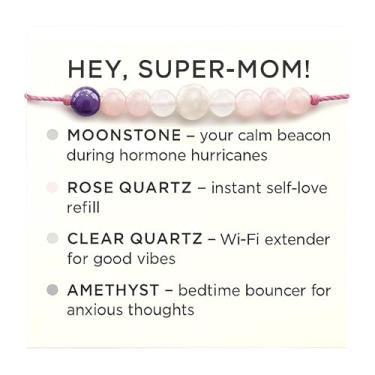 Imagem de NOWILD Pulseira First Time Mom: Presente de gravidez de cristal ajustável com ametista e pedra da lua