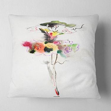 Imagem de Designart – Linda manta de retrato para meninas, sala de estar, sofá, almofada + capa de almofada impressa em ambos os lados 66 x 66 cm