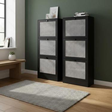 Imagem de Kit 2 Sapateiras Tropical 3 Portas Multiuso Vertical Poquema - Poquema