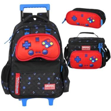 Imagem de Mochila Infantil Rodinhas Controle com Lancheira e Estojo Triplo