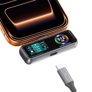 Imagem de TWOPAN SSD Magnético Portátil para iPhone, Armazenamento Externo de 512 GB, para iPhone 15/16 Pro/Pro Max/iMac/MacBook, Tela LCD, Porta USB-C PD 3.0, Ventilador