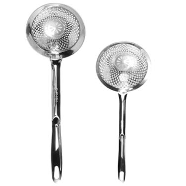 Imagem de HSHGZSR 2 peças Escumadeira Colher Escumadeira Escumadeira Concha com Alça Ergonômica a Vácuo Colheres de Panela Quente Design Aderência Concha Coador de Cozinhar Colher Escumadeira Escumadeira