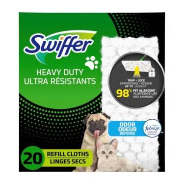 Imagem de Swiffer Refil de pano multisuperfície seco resistente para animais de estimação para varrer e limpar o chão, frescor Febreze, 20 unidades