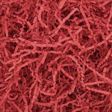 Imagem de EUSOAR Papel desfiado, cesta vermelha de 500 g, caixa de amortecimento móvel, enchimento de confetes, cestas de embrulho de presente, fragmentos de enchimento de sacos para aniversário, casamentos