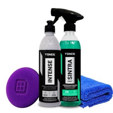 Imagem de Vonixx Kit Limpeza Automotiva, Sintra Fast Limpador Bactericida e Intense Renovador de Plásticos, com Aplicador e Toalha