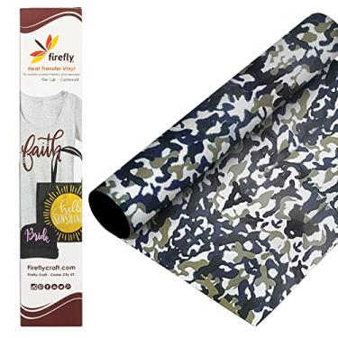 Imagem de Folha de vinil de transferência de calor camuflagem azul Firefly Craft | Vinil HTV estampado | Vinil impresso em vinil para Cricut e Silhouette | Vinil prensado a calor para camisas - 30,48 cm x 50,8 cm