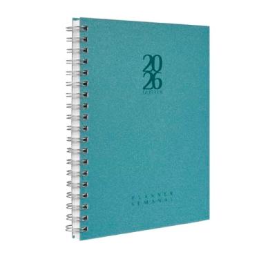 Imagem de Agenda 2026 Planner Semanal Solid Glitter Cores Azul Topázio