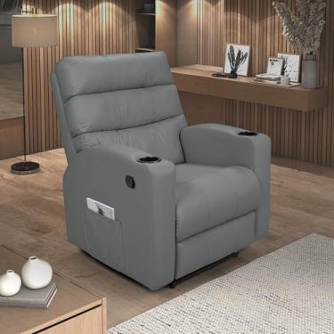 Imagem de Poltrona Cadeira Reclinável Florença Império Estofados Zero Wall Papai Sala Descanso Corano (Cinza)