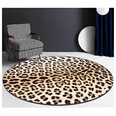 Imagem de SBAMET Tapete de área redonda com estampa de leopardo antiderrapante tapete de cadeira de jogos para quarto sala de estar estudo ao ar livre tocando tapete de chão (C 150CM) (Cor: B, Tamanho: 150CM)