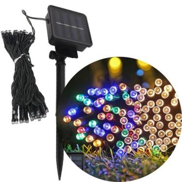 Imagem de Pisca Cordão Solar Externo De 100 Lâmpadas LEDs Colorido 10M - Genéric