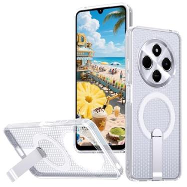 Imagem de Ysnzaq Capa de resfriamento para Xiaomi Redmi 14C/14R, dissipação de calor de favo de mel, capa protetora à prova de choque com suporte magnético invisível para Xiaomi Poco C75 FX transparente