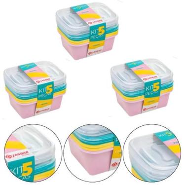 Imagem de Kit 15 Potes Plástico Tampa Organiza Alimentos 750Ml Jaguar