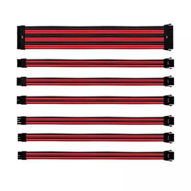 Imagem de Kit De Cabo Extensor Sleeved Para Fonte Cooler Master Vermelho-preto Rdbk Gl Pvc 30 Cm 7 Cabos - Cma