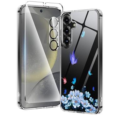 Imagem de Capa para Samsung Galaxy S25 com protetor de tela *1 protetor de lente de câmera *1, [proteção de grau Mil-Grade de 12 pés], capa traseira fosca translúcida fina à prova de choque para Galaxy S25 de