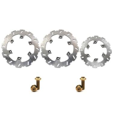 Imagem de Arashi Discos de freio dianteiros traseiros rotores com parafusos de montagem para Yamaha SRX 600 SRX600 1986-1987, peças de acessórios de reposição de motocicleta