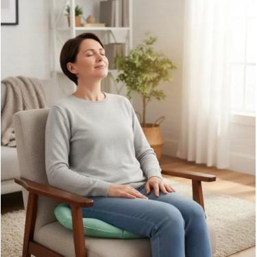 Imagem de Almofada Assento Ortopedica Caixa De Ovo Redonda Alívio imediato para dores lombares, Hemorroida. Anti Escaras e Anti Feridas. Ideal para quem trabalha sentado por muito tempo ou cadeirantes.