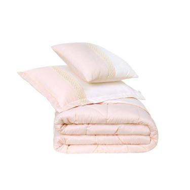 Imagem de Cobreleito Melinda Super King Lavive Sal Rosa/Palha 5 Peças