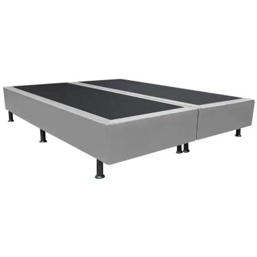 Imagem de Cama Base Box King Bipartido Cinza Suede 38x193x203
