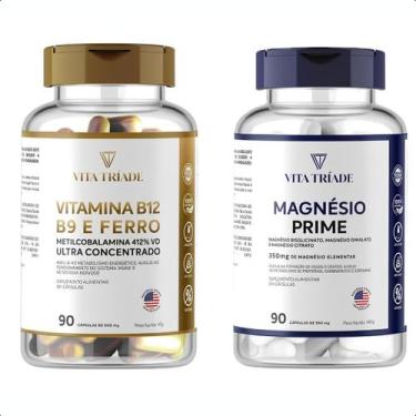 Imagem de Kit Vitamina B12 B9 Ferro Magnésio Prime 350mg  90 Cáps - VITA TRÍADE