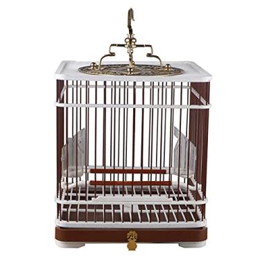 Imagem de Gaiola de pássaro portátil gaiola de pássaro de plástico com copos de alimentação gaiola de viagem de pássaro para tentilhões extra pequenos ninho de pássaro (tamanho: grande)