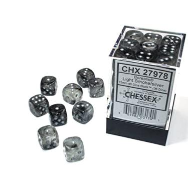 Imagem de Chessex Bloco de dados luminário Boreal 12 mm d6 Light Smoke/Silver (36 dados) (27978)