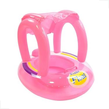 Imagem de Boia Bebê Inflável com Toldo Solar Tipo Barco Infantil – Segurança e Conforto Premium para Piscina, Praia e Lago, Flutuador com Proteção UV, Assento Ergonômico e Apoio Estável, Premium (Rosa)