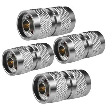 Imagem de Conector coaxial N macho para N macho 4 peças tipo N macho para macho adaptador RF conectores barril plugue macho duplo para antena de cabo coaxial/rádio amador/rádio/Wi-Fi compatível