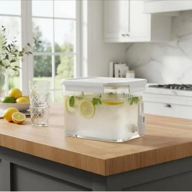 Imagem de Suqueira com Torneira Reservatório 2,5 Litros Dispenser Refresqueira Bebidas Água Sucos, etc. Transparente pode ser colocado diretamente na Geladeira