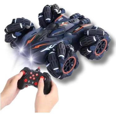 Imagem de Carro de Controle Remoto para Crianças, 4x4 Off-Road Rally Trilha RC com Luzes LED e Acrobacias 2,4 GHz RC, Carro Recarregável com Rotação de 360°, Brinquedo para Crianças de 3 a 12 Anos Presente