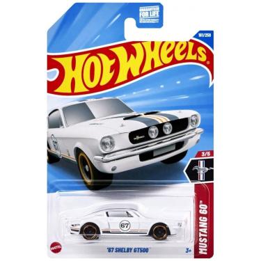 Imagem de Carrinho em Metal Fundido Escala 1:64 Hot Wheels 67 Shelby GT500 Mustang Branco,Mattel