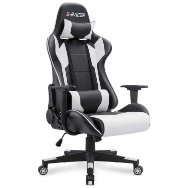 Imagem de Homall Cadeira de Escritório Gamer Giratória Ajustável Ergonômica com Apoio, Branca